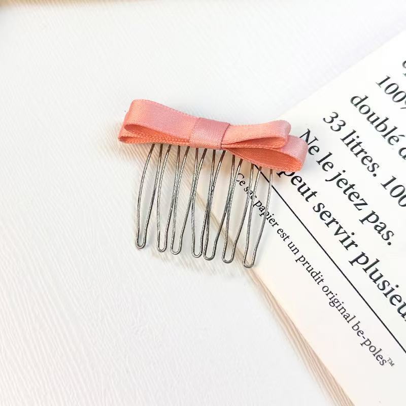 Satin Bow Hair Comb Set With Non Slip Teeth Multi Color Options For Daily Party Wedding Hair Styling