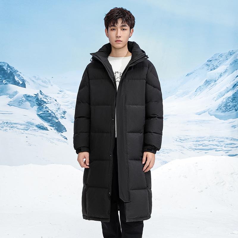 

Зимняя новая средней длины утолщенная теплая однотонная повседневная модная трендовая куртка с капюшоном для мужчин и женщин 5XL