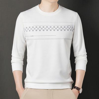Maglietta a maniche lunghe da uomo nuova autunnale, maglione girocollo a tinta unita in stile coreano da uomo