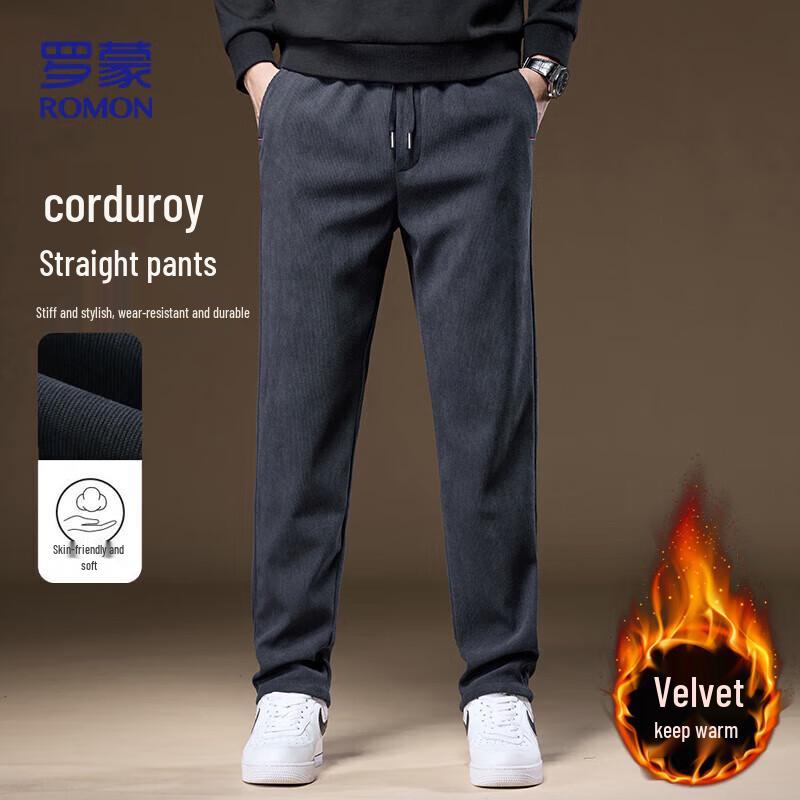 ROMON Men's Corduroy Casual Straight Leg Pants