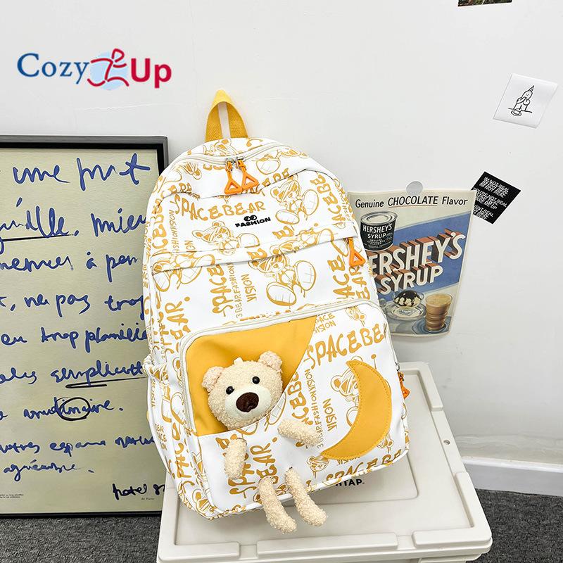 Милый медведь мультфильм ученик начальной школы школьный женский легкий нейлоновый рюкзак — фото 7