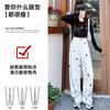 White wide-leg pants sweatpants autumn and winter new printed star trousers high waist loose walking casual straight pants