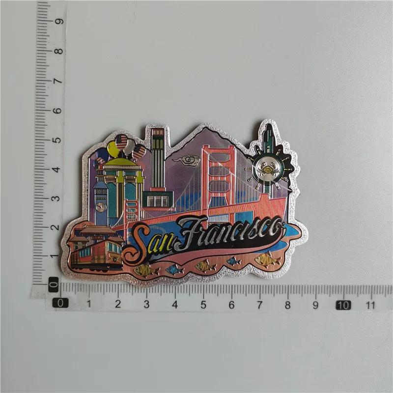 San Francisco Los Angeles Travel Souvenir Fridge Sticker Europe America Fridge Decor World Travel Souvenir Foil Paper Home Decor