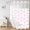 No Hook Pink Bow Shower Curtain and Liner Set Cute Shower Curtain with Snap In Liner Fabric Bathroom Curtain with Liner Set Double Layers Waterproof
