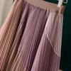 Pleated Mesh Skirt High Waist Slimming Elastic Waist Mid-length Large Skirt