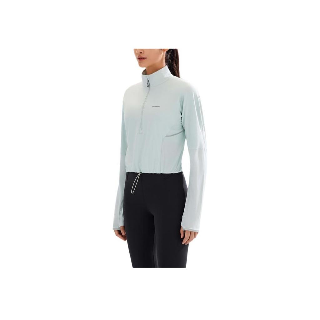 Salomon Sense Aero Hybd Cp Plvr W Running Stand Collar Solid Color Casual Long Sleeve Jacket Women jackets Misty-Blue C22902