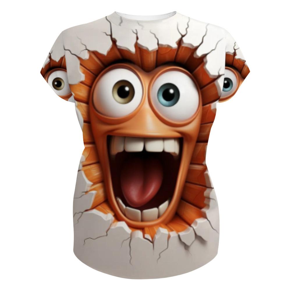 Summer Round Neck 3D Cartoon Pattern Printed Top Fashionable Casual Short Sleeved Children's Boy T-shirts