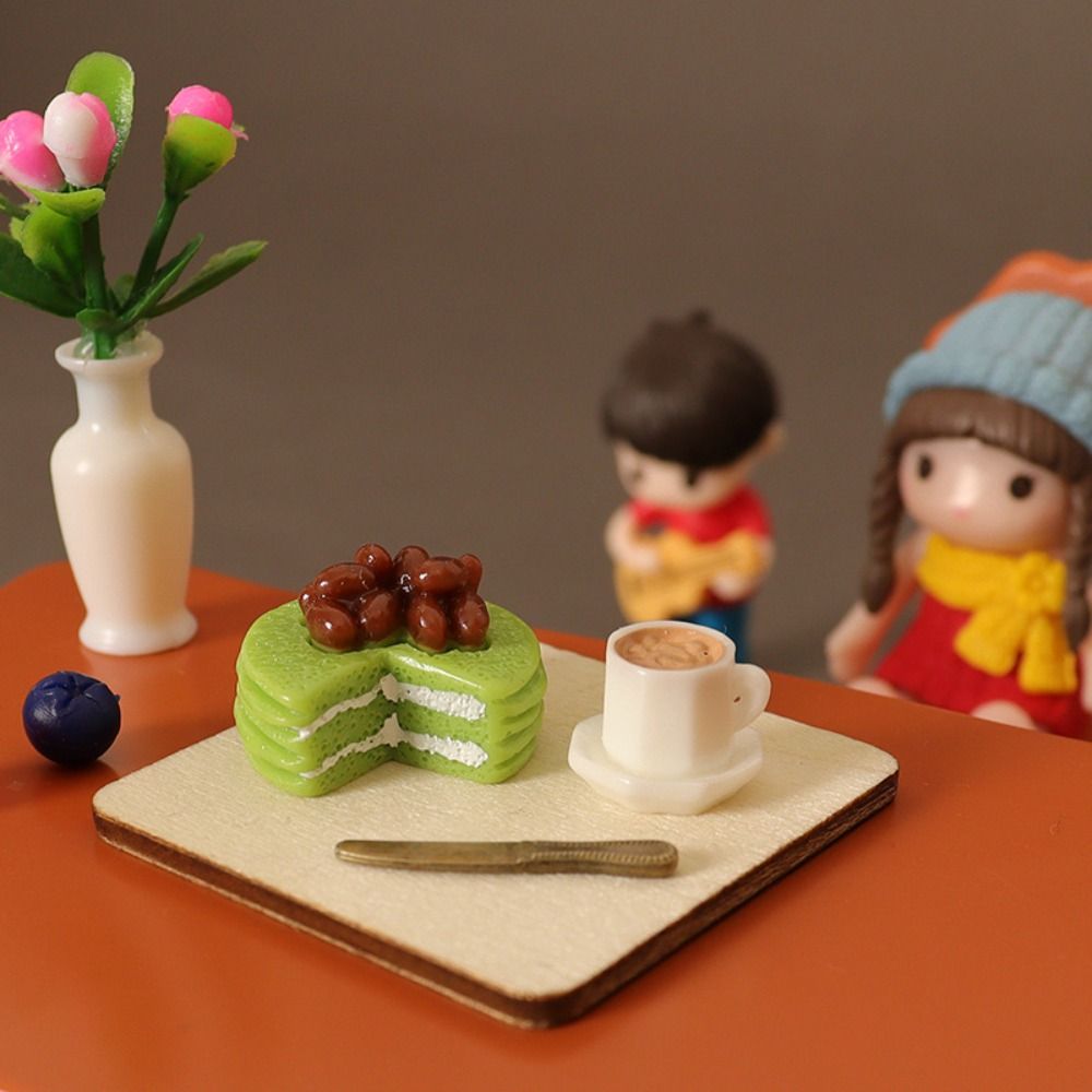 

6 стилей миниатюрной еды для кукольного домика 1:12 столовых приборов на подносе для кофе, миниатюрное украшение кукольного домика
