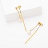 French tassel cold wind chain freshwater pearl earrings women's baroque earrings titanium steel jewelry