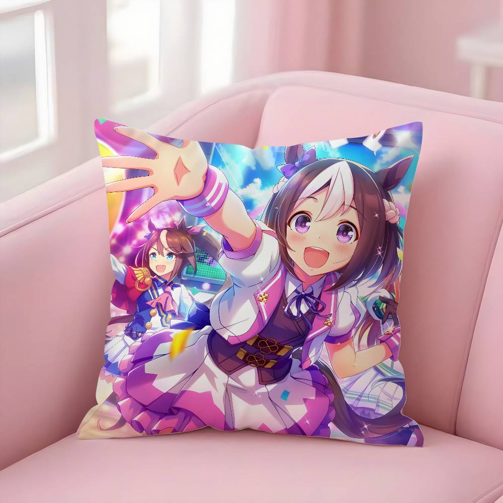 Anime U-Uma Musume Pretty DerbyS Pillow Case Soft Plush Fabric Double Sided Print Decorative Home Living Room Gift Cushion Cover