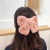 Nuova Pinza per Capelli con Fiocco in Peluche Carino Invernale, Pinzette a Fiocco Semplici Colorate Solide Coreane, Grande Fermaglio per Capelli per Bambine