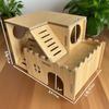 Golden Silk Hamster Villa: Interactive Wooden House with Platform, Climbing Ladder, and Hiding Spots - Complete Set for Landscaping.