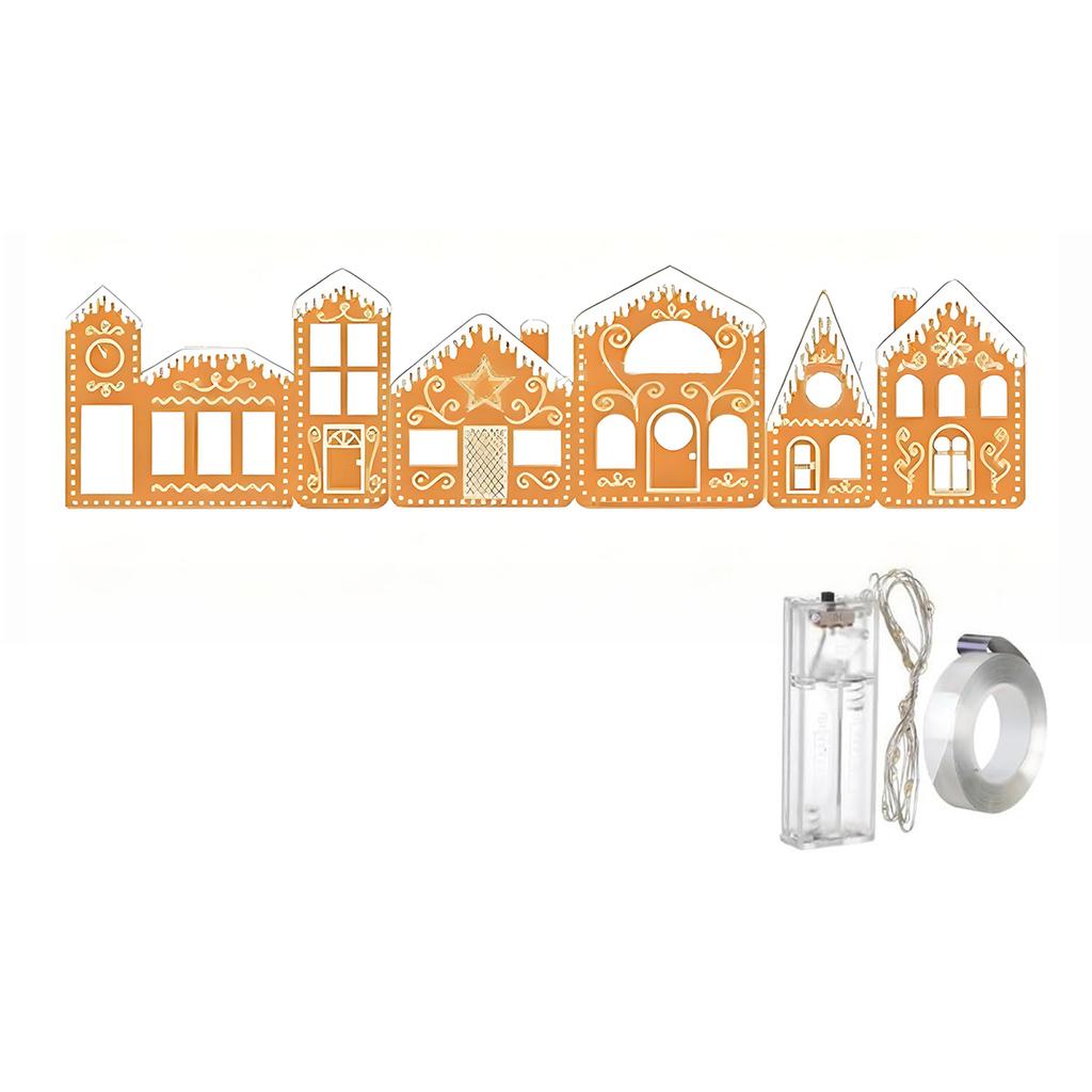 DIY Foldable Xmas Gingerbread House Cardboard Kit with LED Lights Xmas Gingerbread House Craft Decor Kit for New Year Decoration