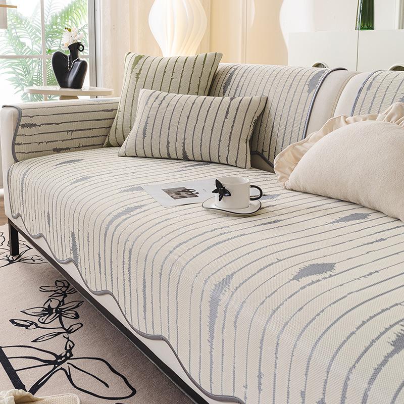 

New Special-Shaped Ice Silk Sofa Cushion Summer Summer Sofa Mat Seat Cushion Fixed Non-Slip Cover Cloth Towel 70*70cm