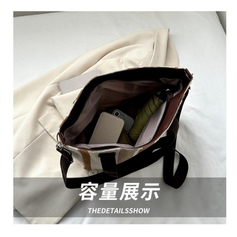 Large capacity women's shoulder bag women's new simple vertical striped casual tote bag fashion handbag