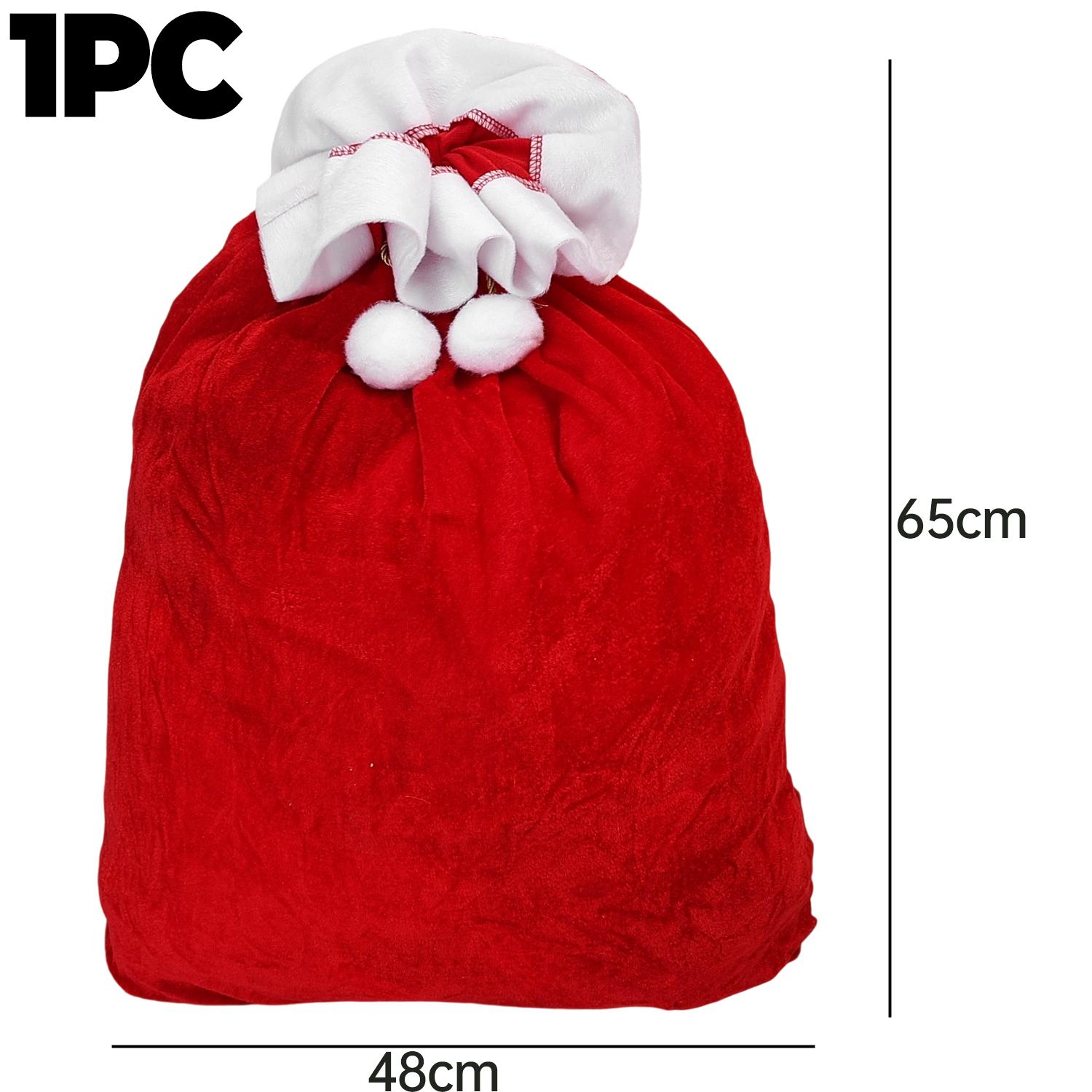 

Large Santa Gift Bags for Elderly Christmas Drawstring Candy Bags Red Flannel Presents Packaging Sack Party Decoration Supplies 65x48cm