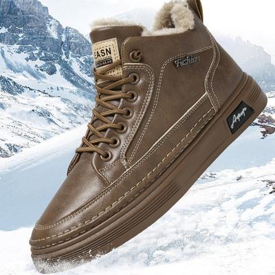 Scarpe Invernali da Uomo con Stivali Alti Imbottiti Scarpe Trendy Versatili Antiscivolo Spesse Calde in Cotone Scarpe da Uomo
