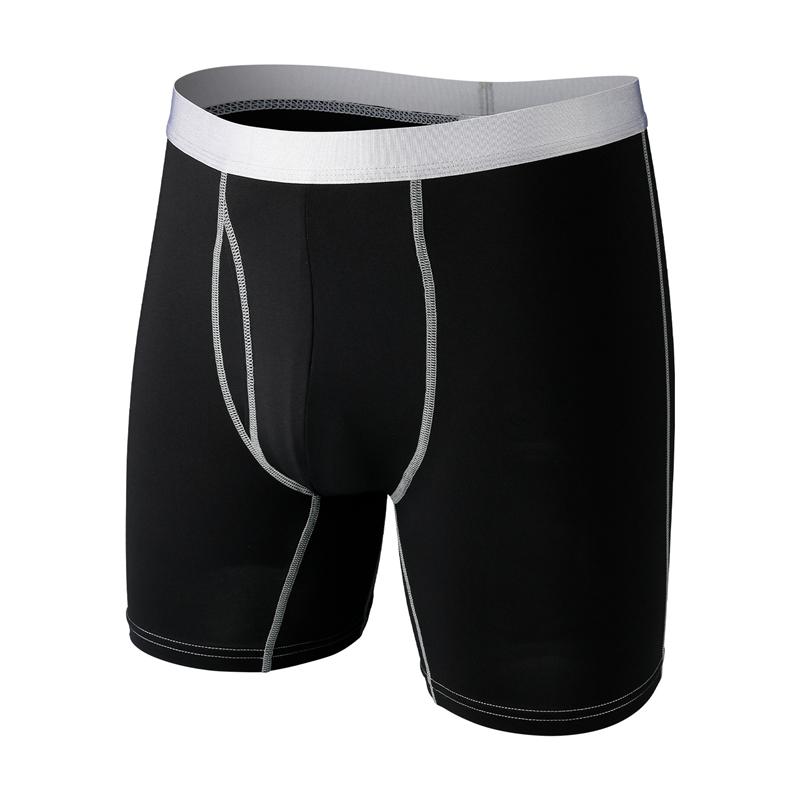 Men's Long Leg Boxer Shorts Ice Silk Sexy U Open Penis Pouch Sports Underwear EUR Size Panties Breathable Male Underpants