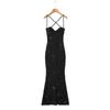 Spring 2026 European & American Women's Floral Open-Back Strappy Fishtail Maxi Dress