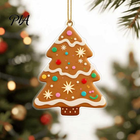 Lightweight Acrylic Craft Ornaments Gingerbread Christmas Tree Pendant, Double-sided Hanging Ornament for Charming Holiday Interior Decoration