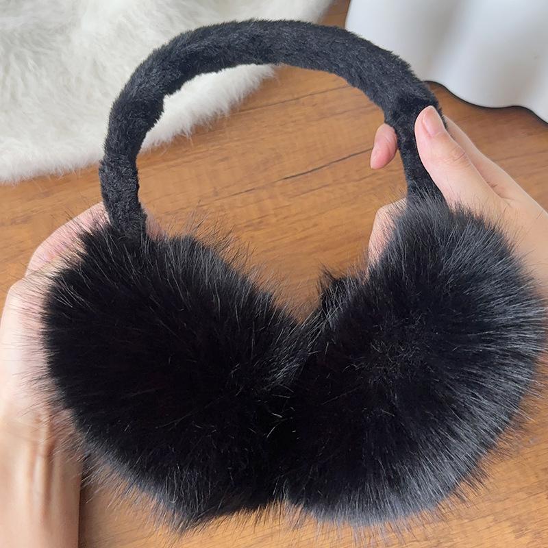 

Модные мягкие зимние наушники из искусственного меха для женщин и мужчин, однотонные наушники-вкладыши для защиты от холода, защитные наушники для ушей чёрный