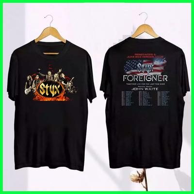 T-shirt Noir de Tournée Foreigner et Styx 2024 Pour Hommes Femmes Toutes Tailles S-5XL