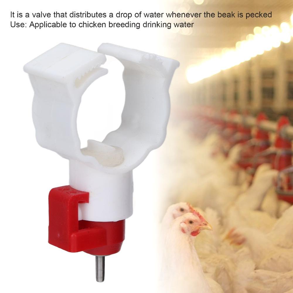 20Pcs Plastic Chicken Nipple Feeder Red & White Chicken Nipple Drinker Poultry Rearing