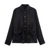 Zbzr Spring New Arrival Women's Clothing Fashion Style Bow Tie Silk Satin Texture Casual Long Sleeves Shirt 8653335 307