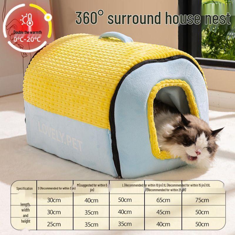 Detachable Washable Enclosed Cat Tent – Cozy All-Season Bed