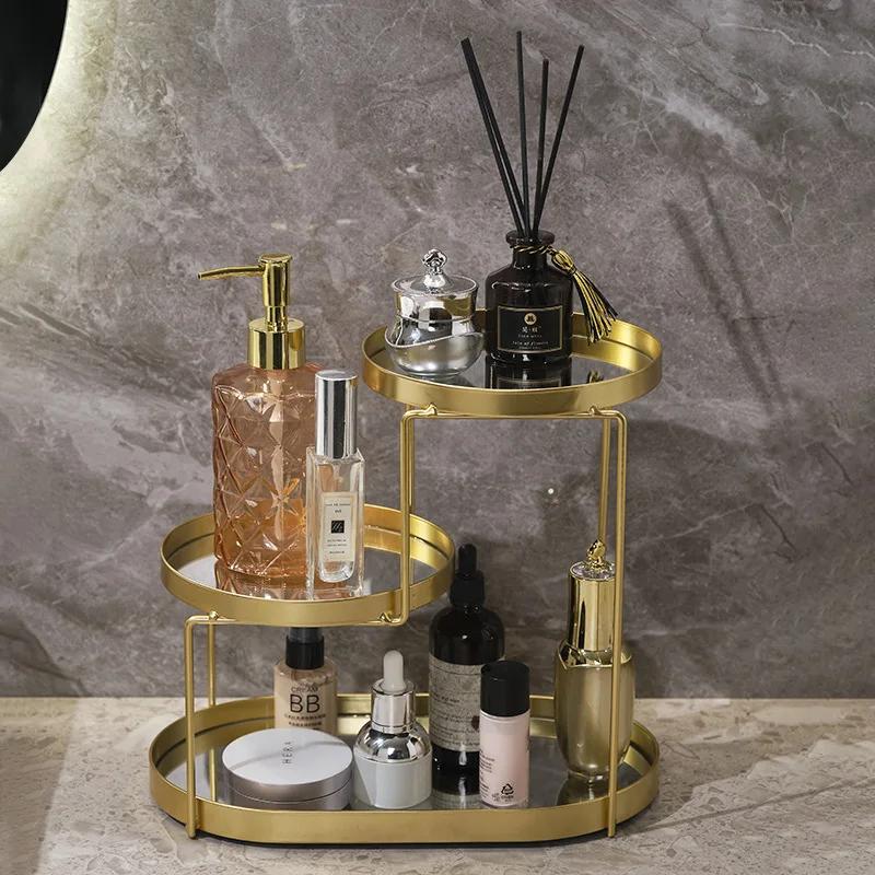 Golden Luxury Metal Storage Rack,Toiletries,Skin Care Cosmetics,Bathroom Supplies Storage Organizer Shelf Bathroom Accessories