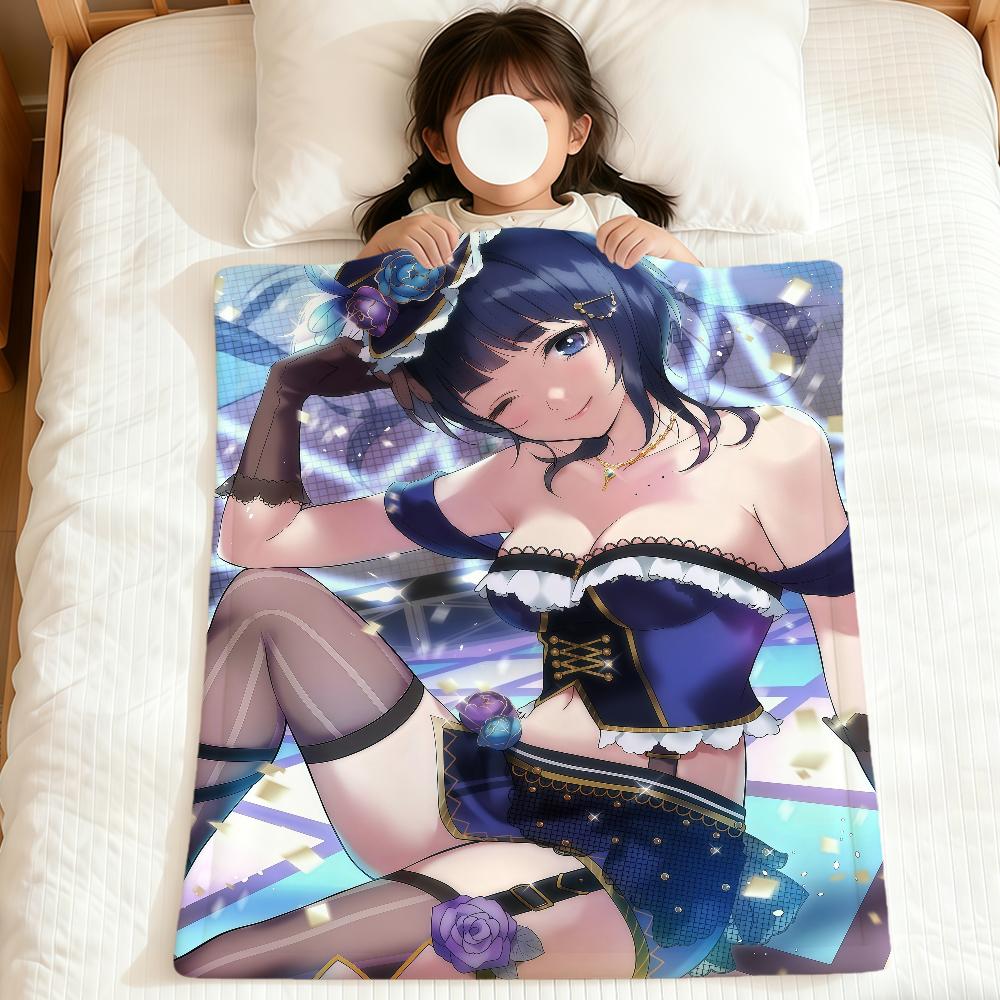 anime art cute girl a-asaka karin soft warm plush blanket for dormitory sofa living room pet hogar bedroom gift nap home Flannel