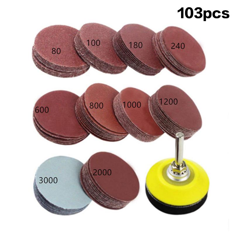 100Pcs Set 2 Inch Sanding Discs Pad Kit For Drill Grinder Rotary Tools With Backer Plate Includes 80-3000 Grit Sandpapers
