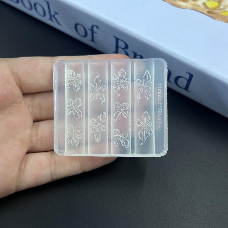 2Pc  Ice Flower Nail Silicone Mold Cute Lily Clear 3D Gel Nail Resin Epoxy Carving Template