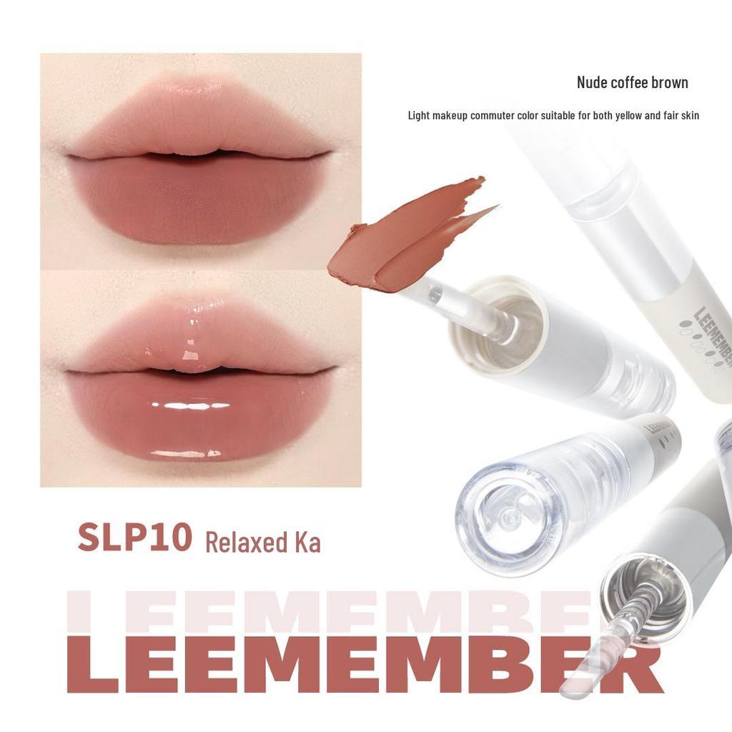 LEEMEMBER Limon Double-Ended Matte & Water Gloss Lip Set with Primer and Nude Lipstick.