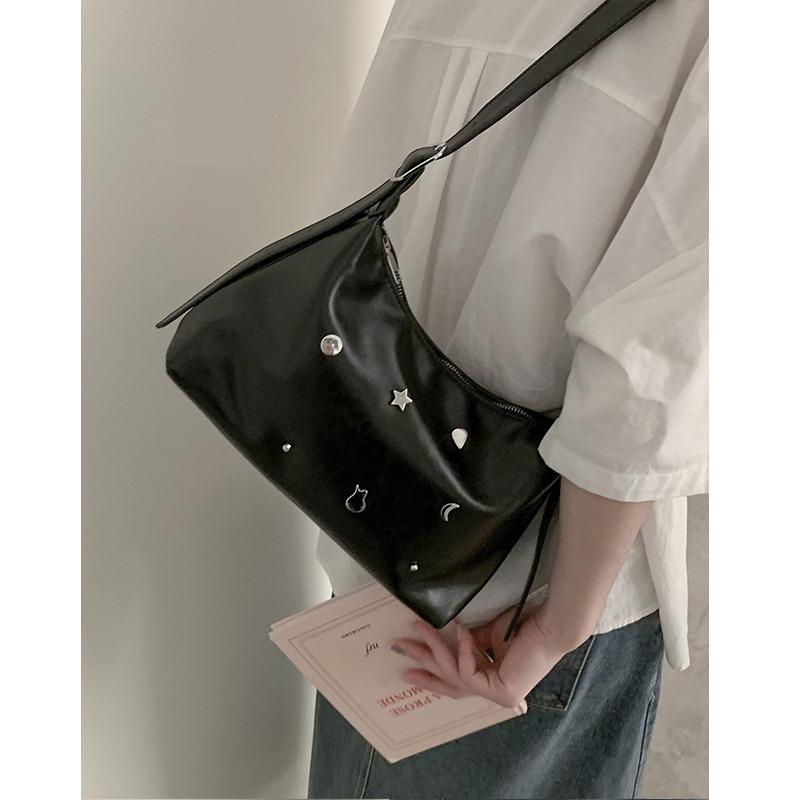 

High-end Bag for Women, Large Capacity Dumpling Bag, Fashionable Versatile Lychee Pattern Underarm Bag, Shoulder Bag, Crossbody Bag чорний