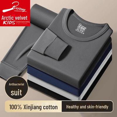 Arctic Fleece Cotton Men's Thermal Underwear Set: Lightweight Autumn/Winter Half-High Collar Top & Pants