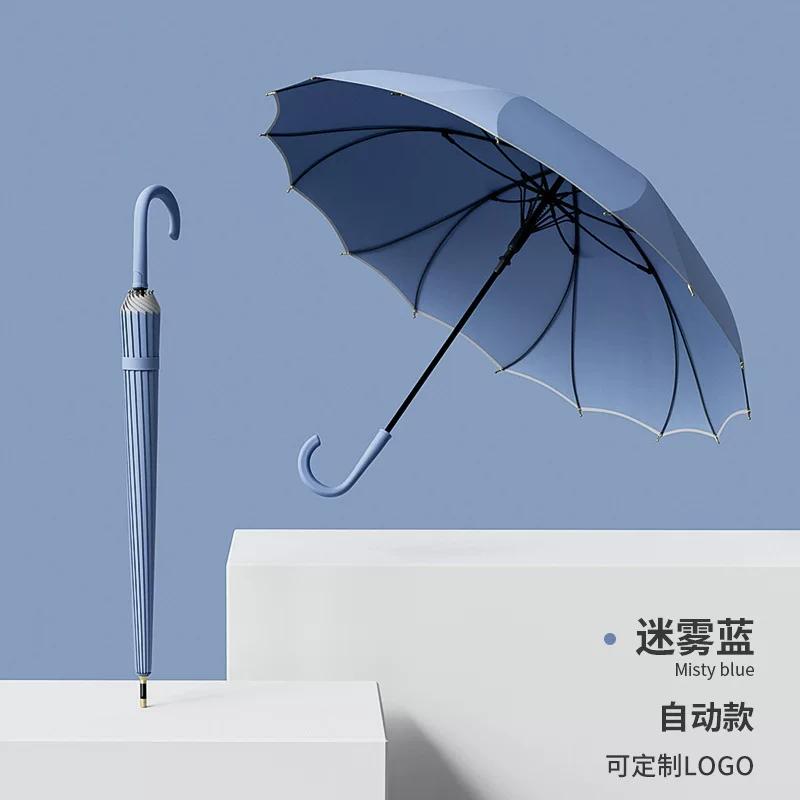 New Style Straight-Handle One-Piece Umbrella for Women, High-Looking Automatic Umbrella, Enlarged, Reinforced, Thickened, Storm-Resistant Long-Handle