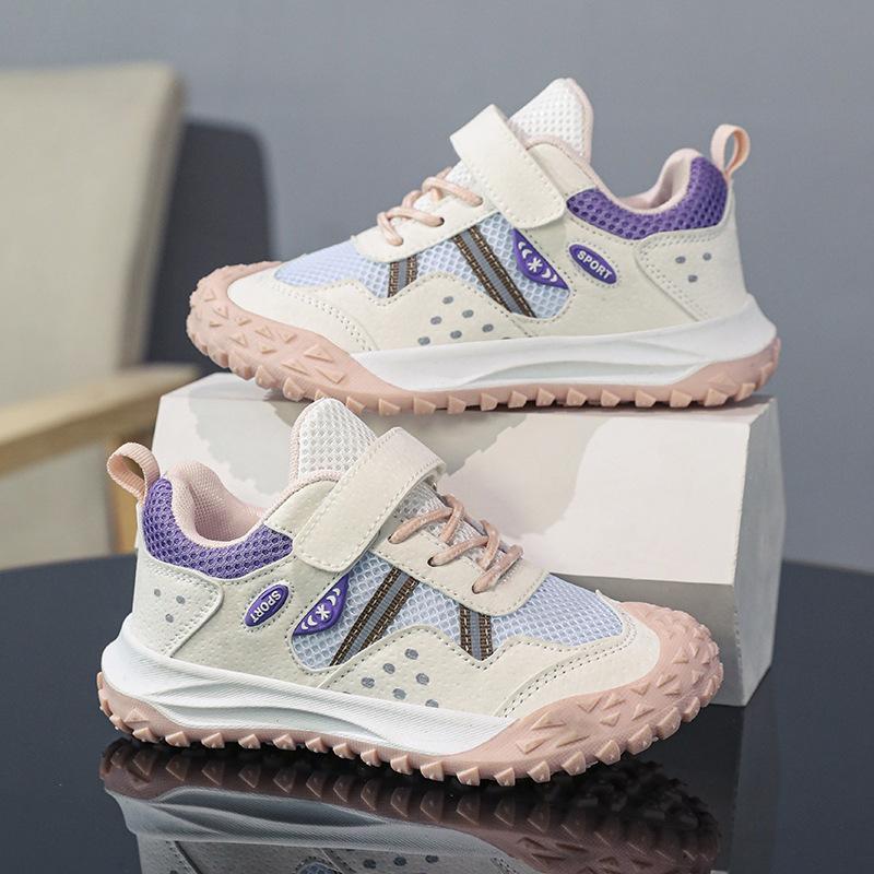 Girls' Pink Breathable Tire Sole Medium and Older Children's Sports Shoes 2025 New Spring and Autumn Boys' Mesh Outdoor Running Shoes