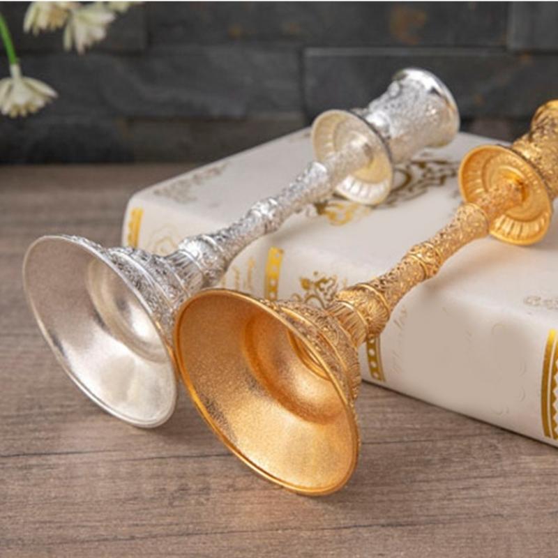 Elegant European Engraved Pattern Taper Candle Holders Antique Metal Candlestick Candelabra For Table Centerpieces