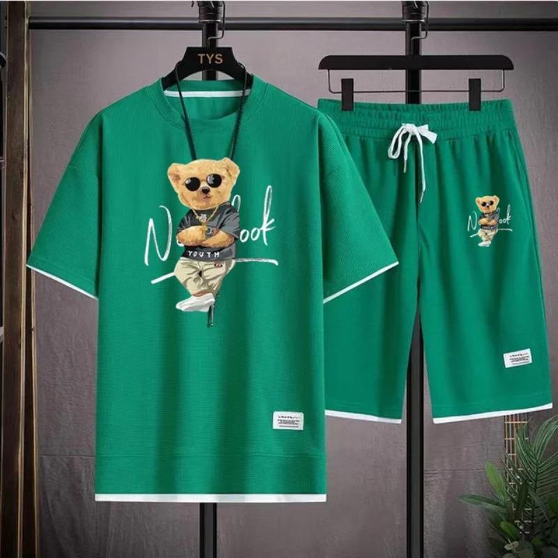 Ensemble de vêtements de sport d'été pour hommes 2025 mode Harajuku Vêtements de sport T-shirt à manches courtes décontracté pour hommes + short ensemble 2 pièces