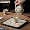 Cute Cat Water Absorbing Tea Tray Vintage Cutlery Organizer Tea Board Household Dishes for Serving Tea Items Supplies Craft Gift