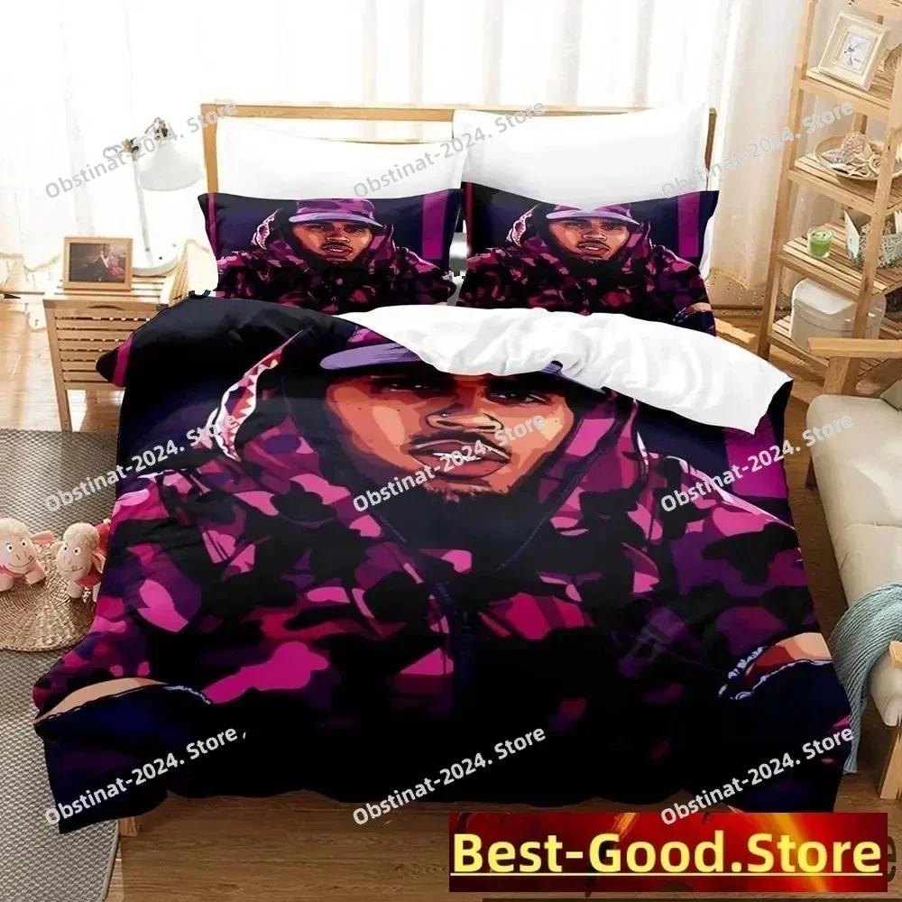 3D Print Chris Brown Bedding Set Boys Girls Twin Queen King Size Duvet Cover Pillowcase Bed Boys Adult Home Textileextile