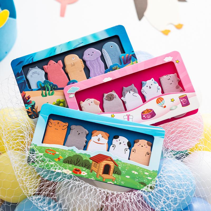 150Sheets Cute Cartoon Animals Special-Shaped Sticky Notes Creative Kawaii Mini N Times Sticky Notes School Supplies Gifts