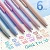 6pcs Colored Gel Pens Set with Quick Dry Ink, 0.5mm Fine Point Retractable Pens, Smooth Writing Pens