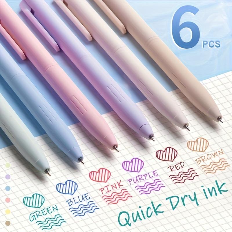 6pcs Colored Gel Pens Set with Quick Dry Ink, 0.5mm Fine Point Retractable Pens, Smooth Writing Pens