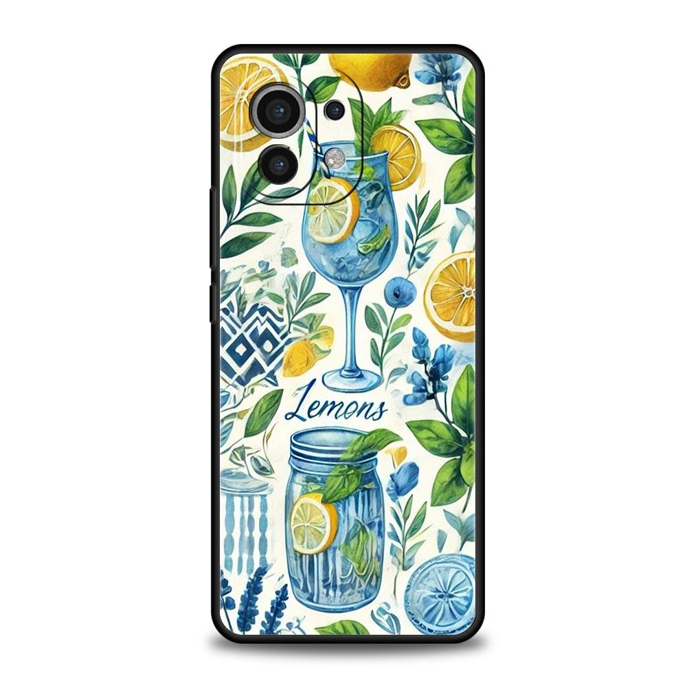 

Ocean Wine Glass Lemon Phone Case For Xiaomi 17 14 15 13 14T 13T 12T 11T Pro 12 11 Lite Poco X7 X5 X3 NFC F7 F6 Soft Cover Xiaomi 17