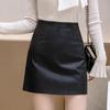 Women's High-Waist Matte PU Leather A-Line Skirt - Autumn/Winter Fashion