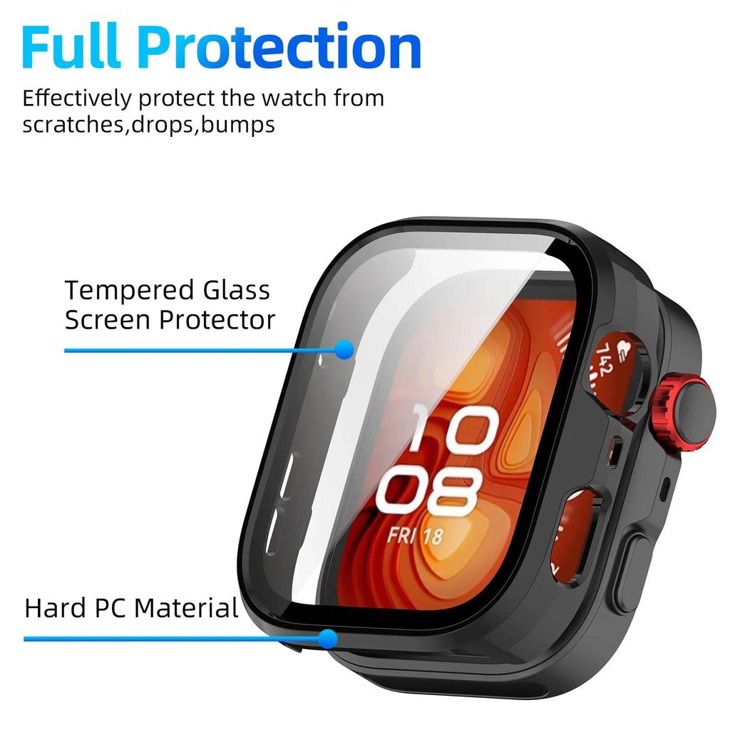 Glas+Hülle für Huawei Watch Fit 4/5 Pro Gehärtetes Glas Displayschutz & Harter PC Schutz Stoßfänger für Huawei Fit4/5 Zubehör