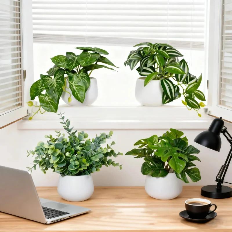 Top Quality Simulated Green Potted Plants, Suitable for Daily Home Decoration. They Can Be Placed on Windowsills and Desktops