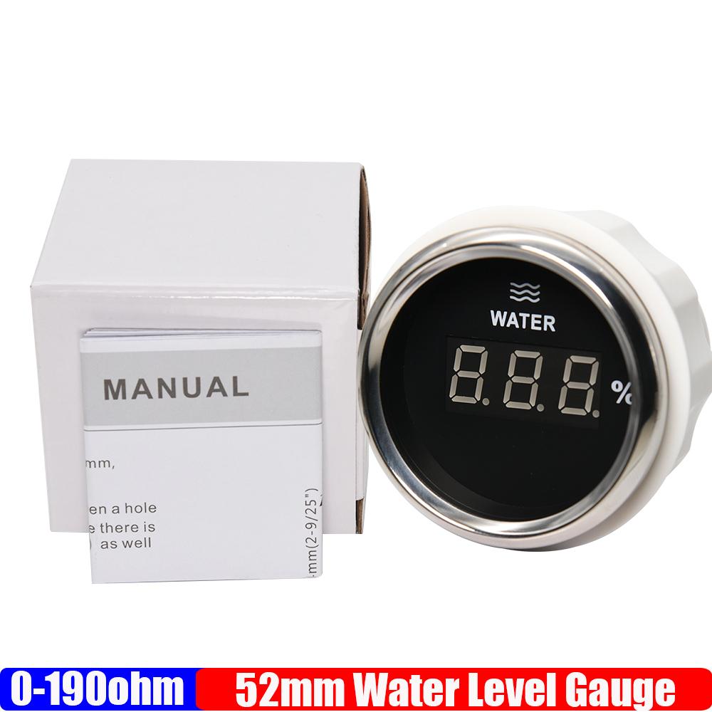 ZMFJH Digital 2"52MM Water Level Gauge for Universal Car Red Backlight Water Tank Meter Indicator 0-190ohm,240-33ohm Marine Boat